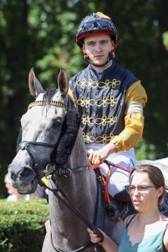 Atlantica mit Thore Hammer-Hansen am 11.08.2024 in Hoppegarten. ©galoppfoto - Sabine Brose