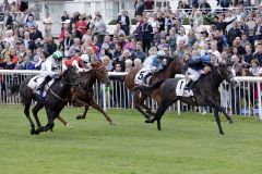 Knappes Ende vor großer Kulisse: Atlantik Cup gewinnt das BBAG-Auktionsrennen in Hoppegarten. www.galoppfoto.de