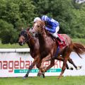 Seite an Seite in Front: Die beiden Wöhler-Schützlinge und Derbyaspriranten Classic Rock (rechts mit Eduardo Pedroza) und Light Of Air (Jozef Bojko) im Dreijährigen-Rennen über 2100 Meter. Foto: Dr. Jens Fuchs