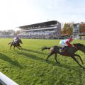 "Le. 2½-Längen" lautete der Richterspruch am Ende im Silbernen Pferd in Hoppegarten für Aff un zo mit Maxim Pecheur im Sattel. ©galoppfoto - Frank Sorg 