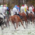 Winterliches Wetter in Riem - kein Problem für Jockeys und Pferde. www.galoppfoto.de - WiebkeArt