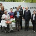 Siegerehrung mit Trainer Mario Hofer, Jockey Daniele Porcu, Besitzer Eckhard Sauren, Rennvereinspräsident Peter M. Endres. Foto Gabriele Suhr