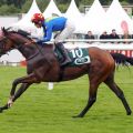 Stay First gewinnt mit Sibylle Vogt beim Derby-Meeting 2024. ©galoppfoto - Sabine Brose