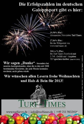 Turf-Times sagt "Danke" für die positiven Zahlen von 2012!