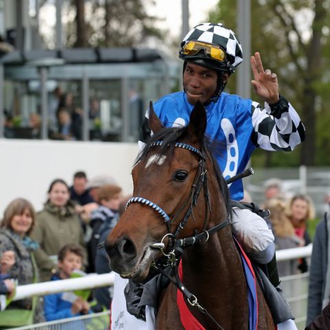 Delecation wechselte in den Besitz von Australian Bloodstock und ins Trainingsquartier von Andreas Wöhler, bei ihrer Deutschland-Premiere ist sie mit Eduardo Pedroza im Sattel gleich im Schwarzgold Rennen erfolgreich. Foto: Dr. Jens Fuchs