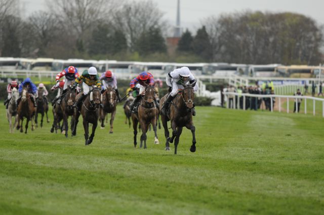 Pineau de Re führt das Feld im Grand National an - und über acht Millionen Menschen schauten via Channel4 dabei zu. www.galoppfoto.de - John James ClarkJames Clark