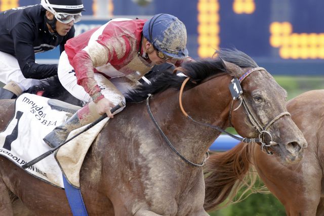 Vorne mit dabei: Ross bei seinem zweiten Platz in der Godolphin Mile. www.galoppfoto.de