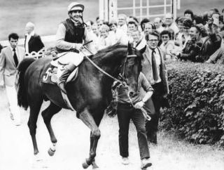 Hans-Jürgen Gröschel (r.) mit Witold (M. Rölke) nach dem Sieg in der Int. Hoppegartener Meile 1983. Foto Archiv Graage