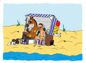 Urlaub und Pferderennen an der Ostsee. ©Miro-cartoon
