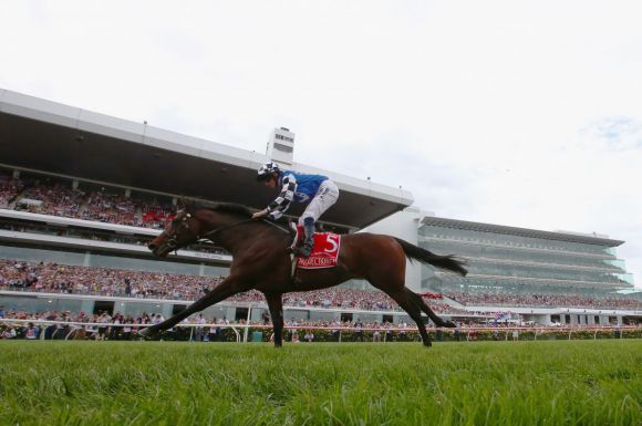 Ein Sieg für die Geschichtsbücher: Protectionist gewinnt als erstes deutsches Pferd mit Ryan Moore den Melbourne-Cup. Foto: Getty Images - Robert Cianflone