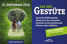 Jetzt anmelden für den 'Tag der Gestüte' am 21. September 2019: 13 deutsche Vollblutgestüte aus acht Bundesländern öffnen in Kooperation mit dem Direktorium für Vollblutzucht und Rennen an diesem Tag ihre Tore für die Besucher ...