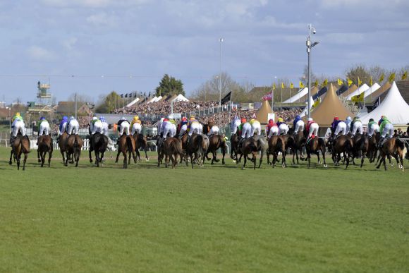 Imposantes Bild: Start zum Grand National. www.galoppfoto.de - John James Clark