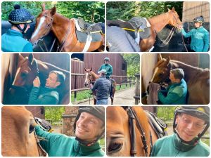 Torquator Tasso mit seinem fast ständigen Betreuer Miguel Lopez im Diana-Stall in Mülheim